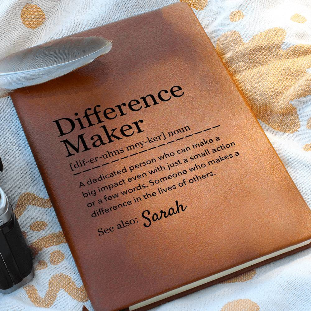 Difference Maker - Personalized Graphic Vegan Leather Journal