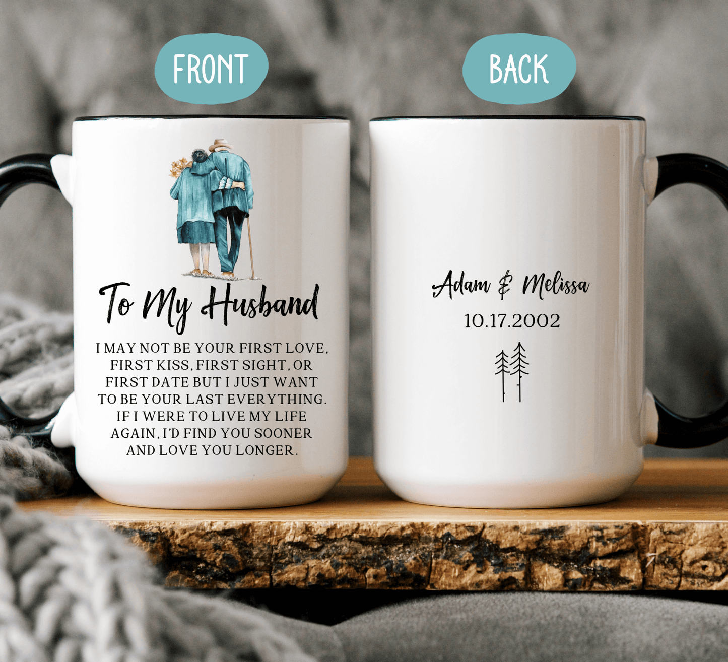 To My Husband - Last Everything - Two-Tone Coffee Mugs, 15oz