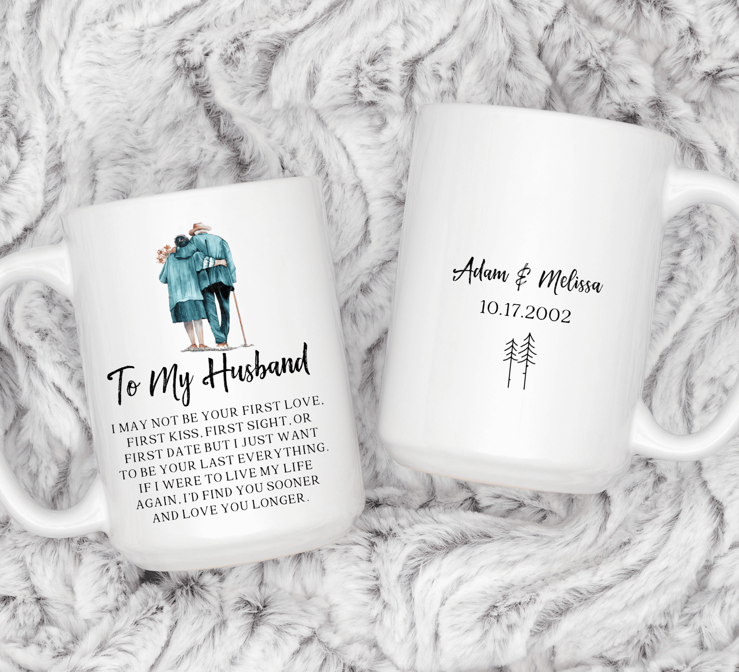 To My Husband - Last Everything - Two-Tone Coffee Mugs, 15oz