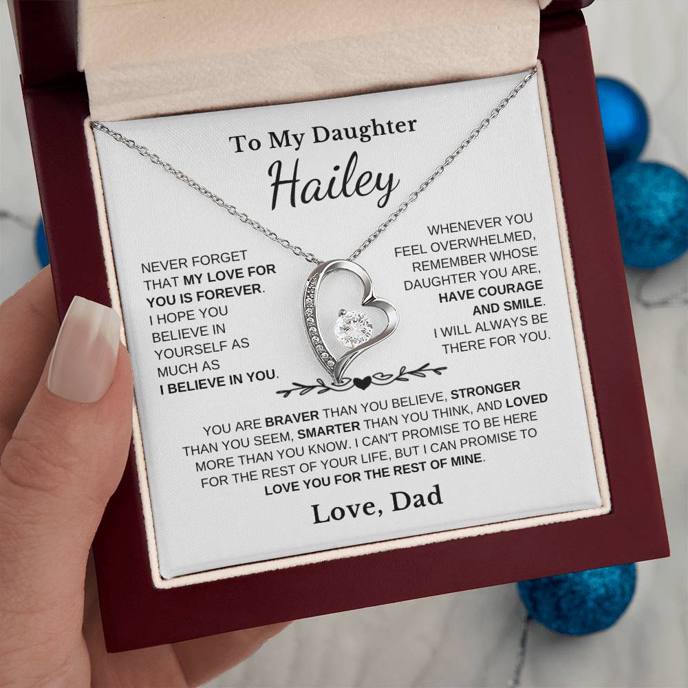 To My Daughter - Love Is Forever - Heart Necklace