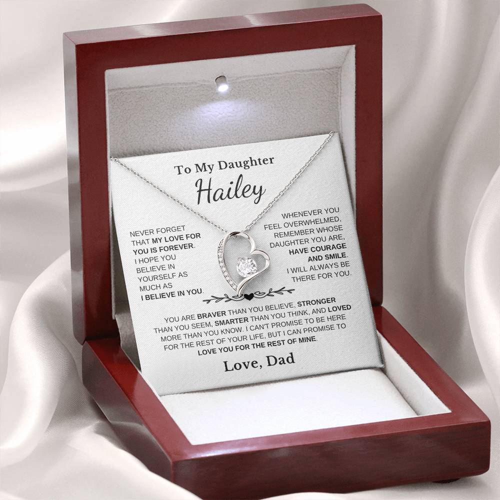 To My Daughter - Love Is Forever - Heart Necklace