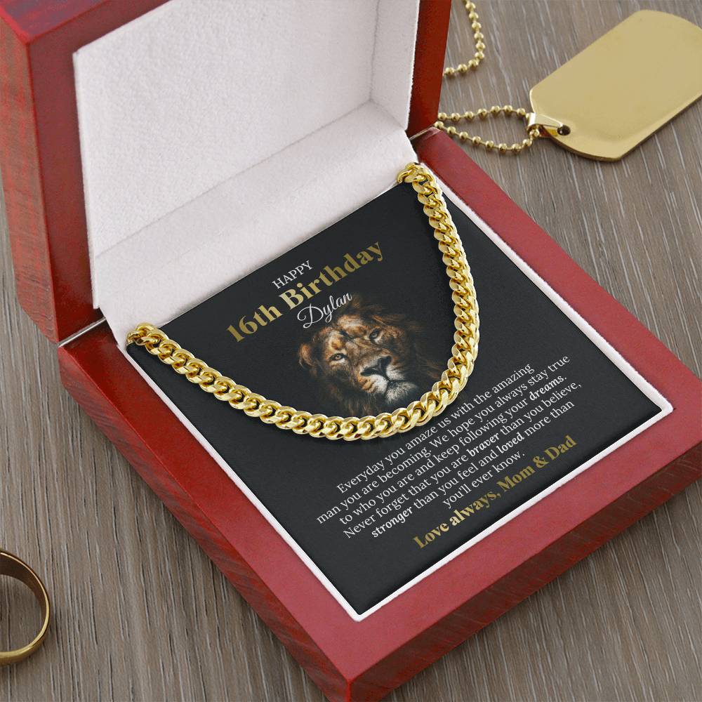 16th Birthday Cuban Chain Necklace Personalized