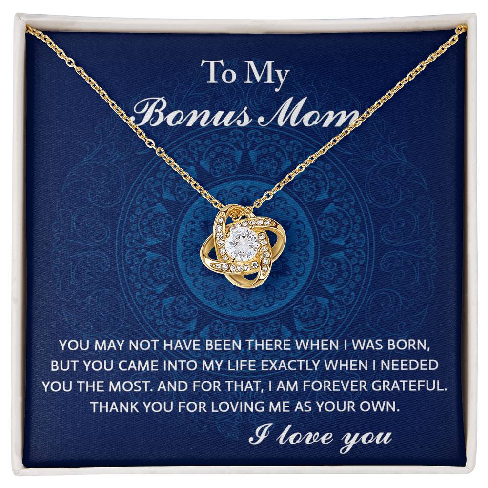 To My Bonus Mom – Love Knot Necklace with Heartfelt Message