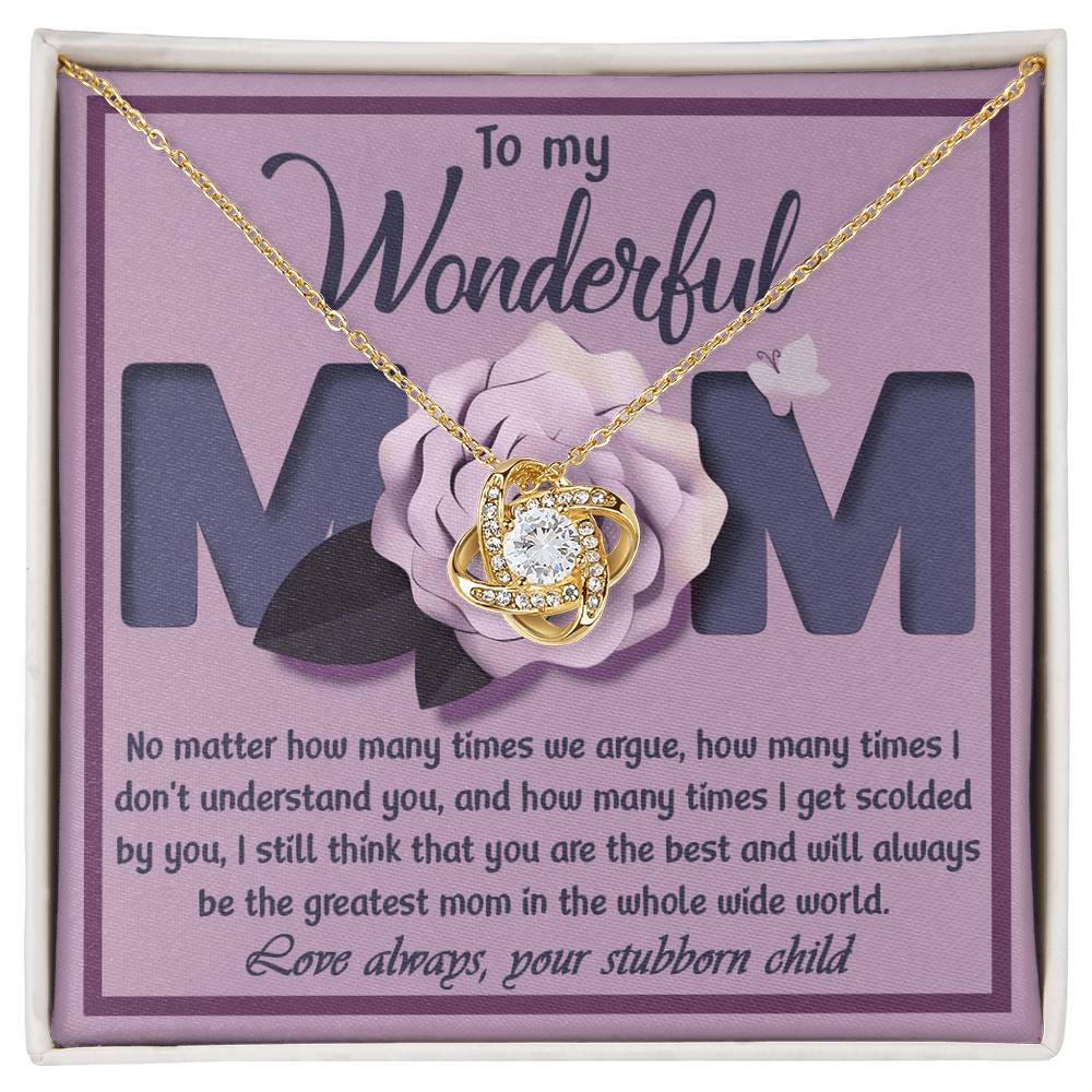 To My Wonderful Mom – Love Knot Necklace
