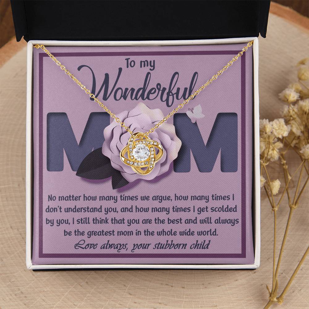 To My Wonderful Mom – Love Knot Necklace