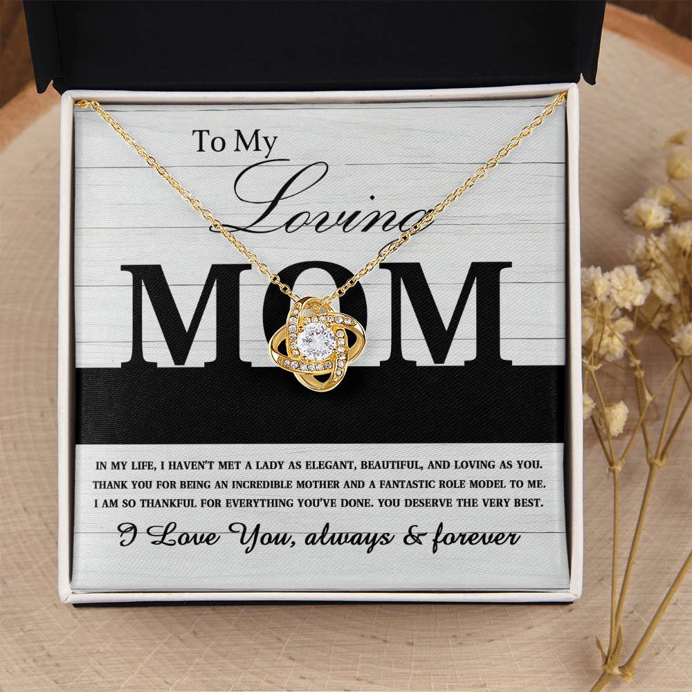 To My Loving Mom – Elegant Love Knot Necklace Gift