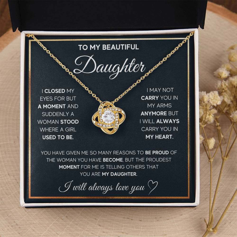 To My Daughter | Proud | Love Knot Necklace