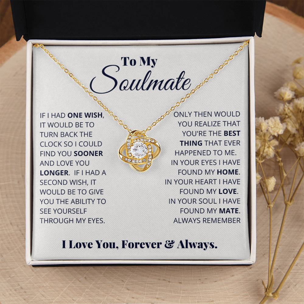To My Soulmate I Have Found My Home | Love Knot Necklace