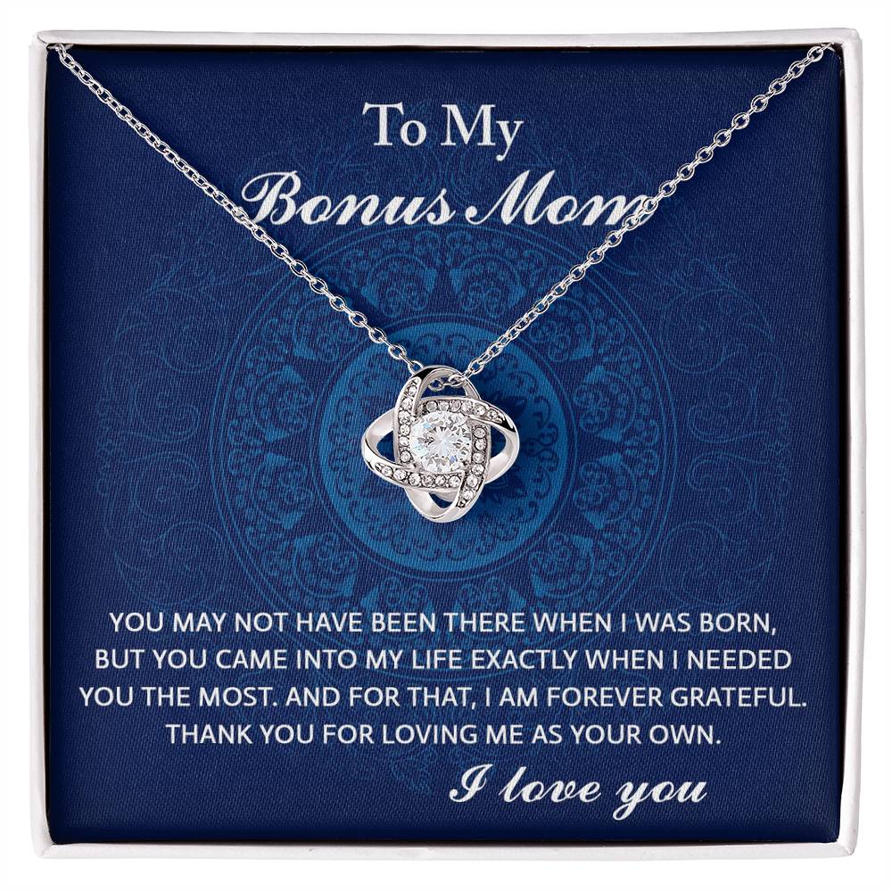 To My Bonus Mom – Love Knot Necklace with Heartfelt Message