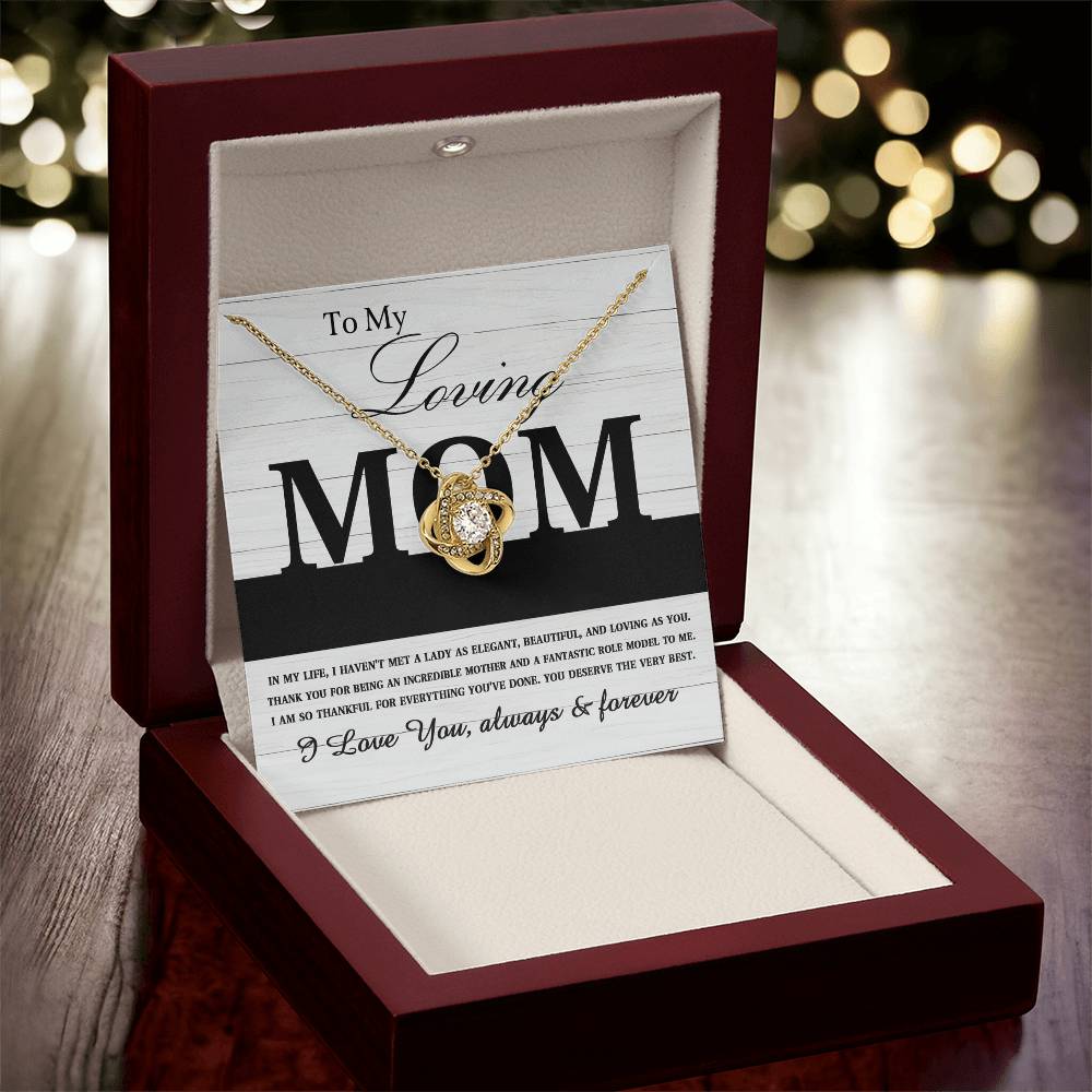 To My Loving Mom – Elegant Love Knot Necklace Gift
