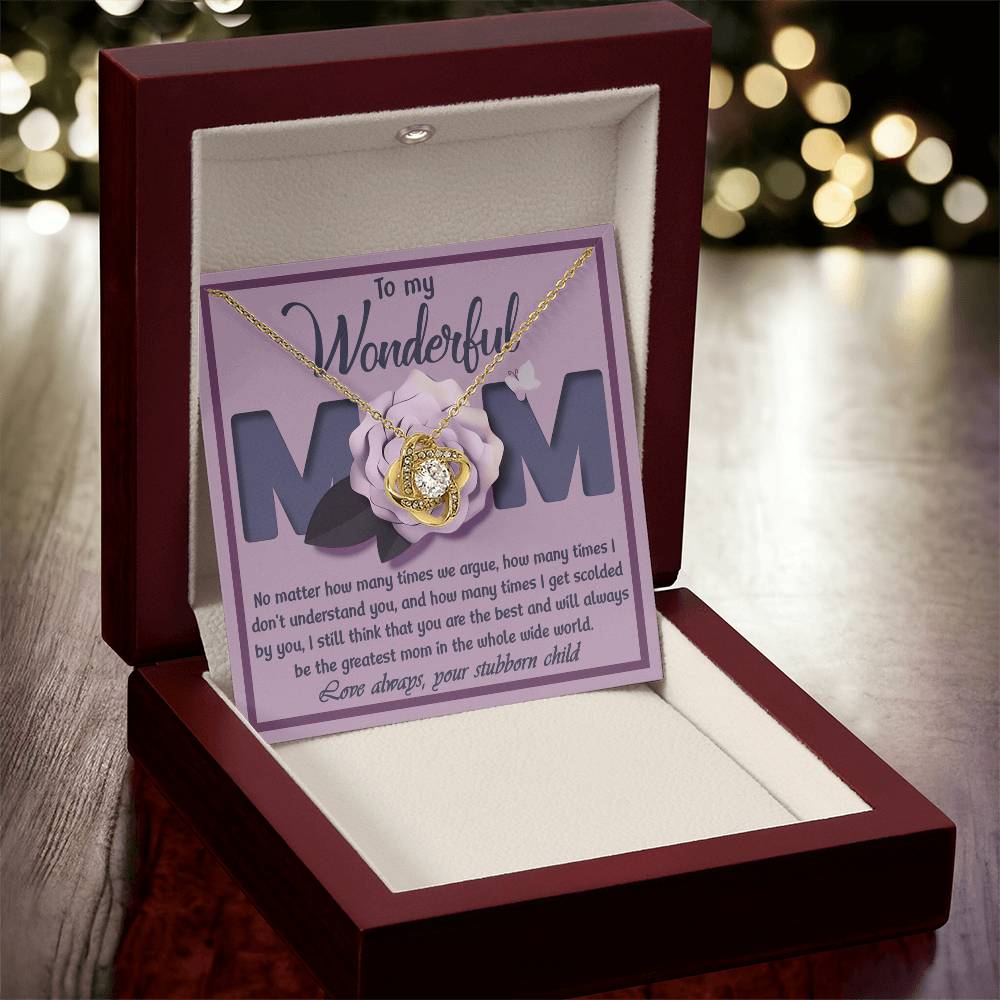 To My Wonderful Mom – Love Knot Necklace