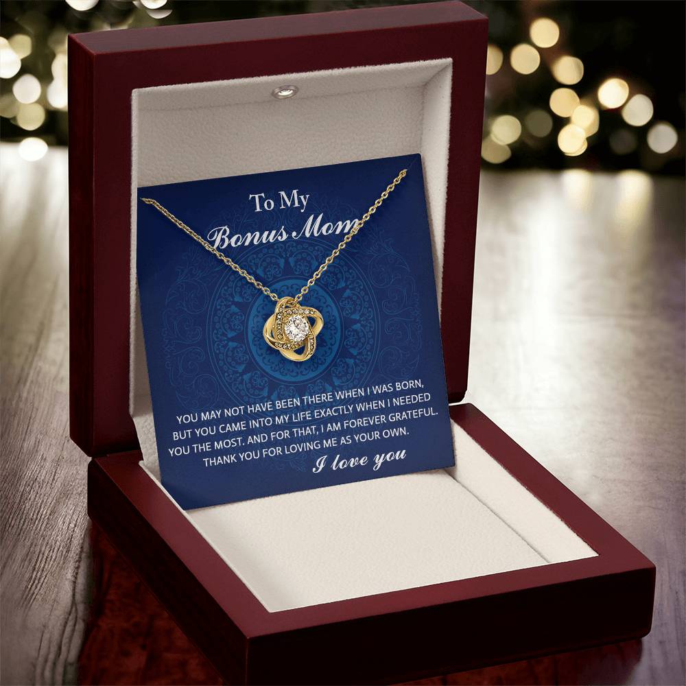 To My Bonus Mom – Love Knot Necklace with Heartfelt Message