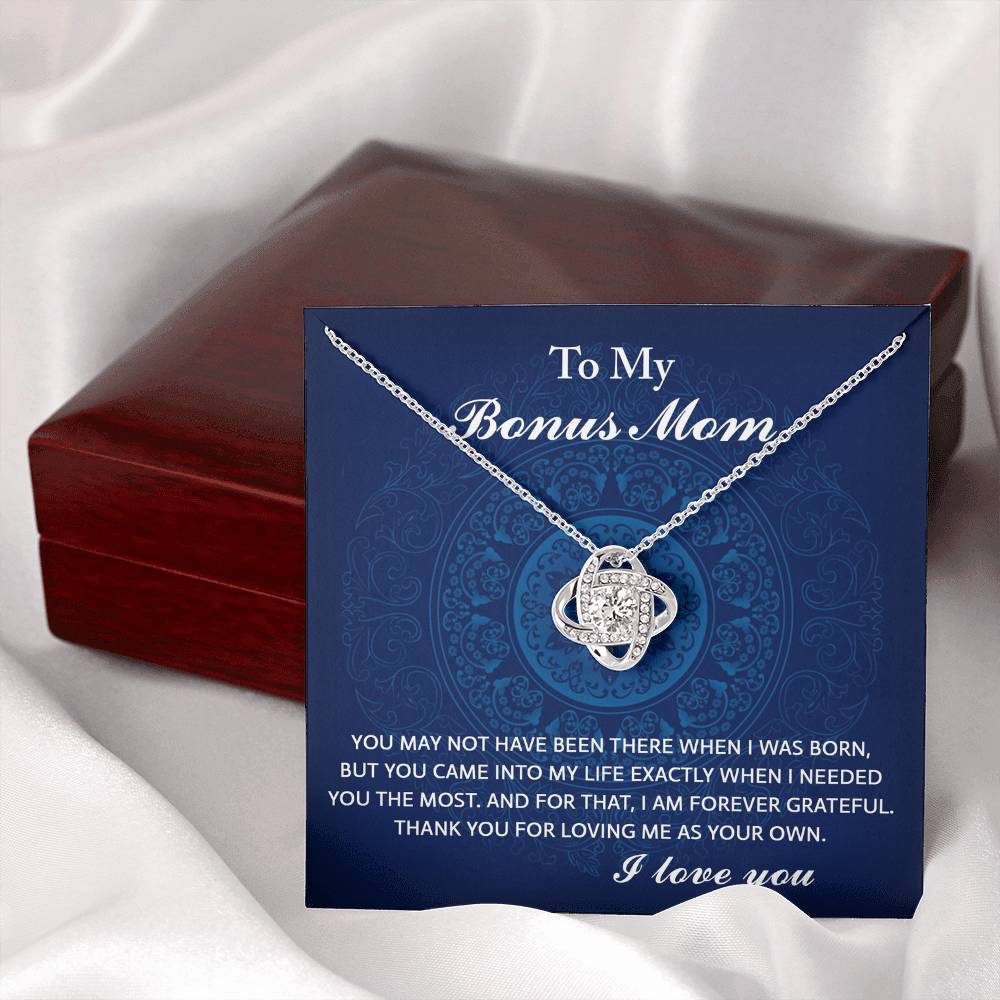 To My Bonus Mom – Love Knot Necklace with Heartfelt Message