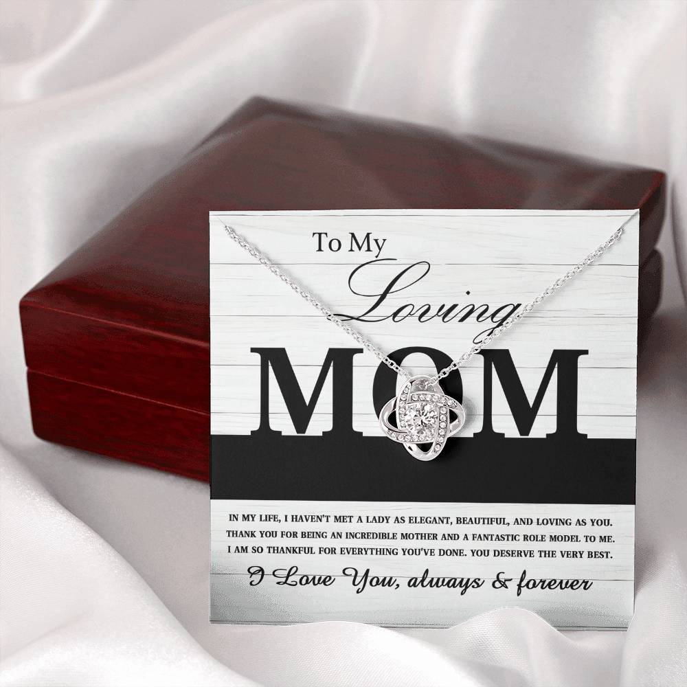 To My Loving Mom – Elegant Love Knot Necklace Gift