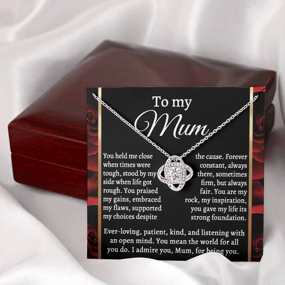 To My Mum – Elegant Love Knot Necklace Gift with Heartfelt Message