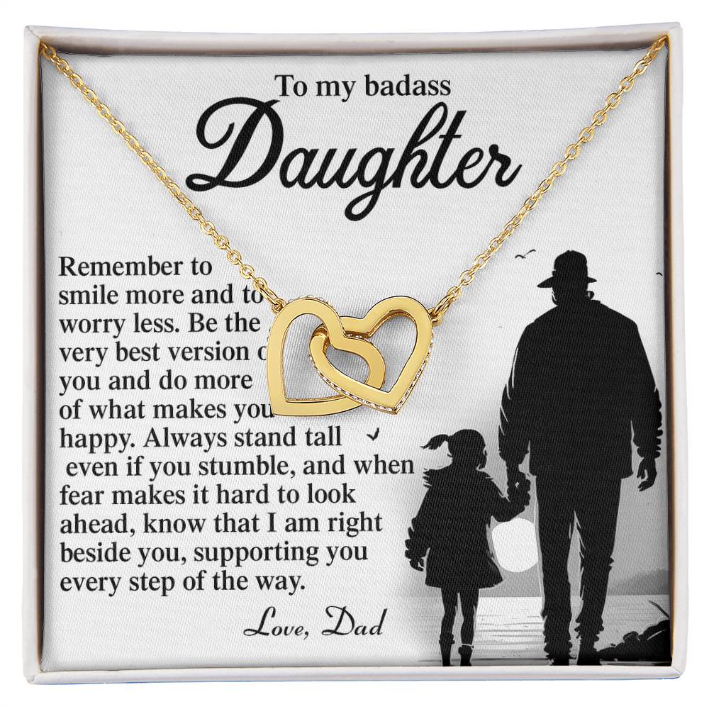 "To My Badass Daughter" Interlocking Hearts Necklace – From Dad