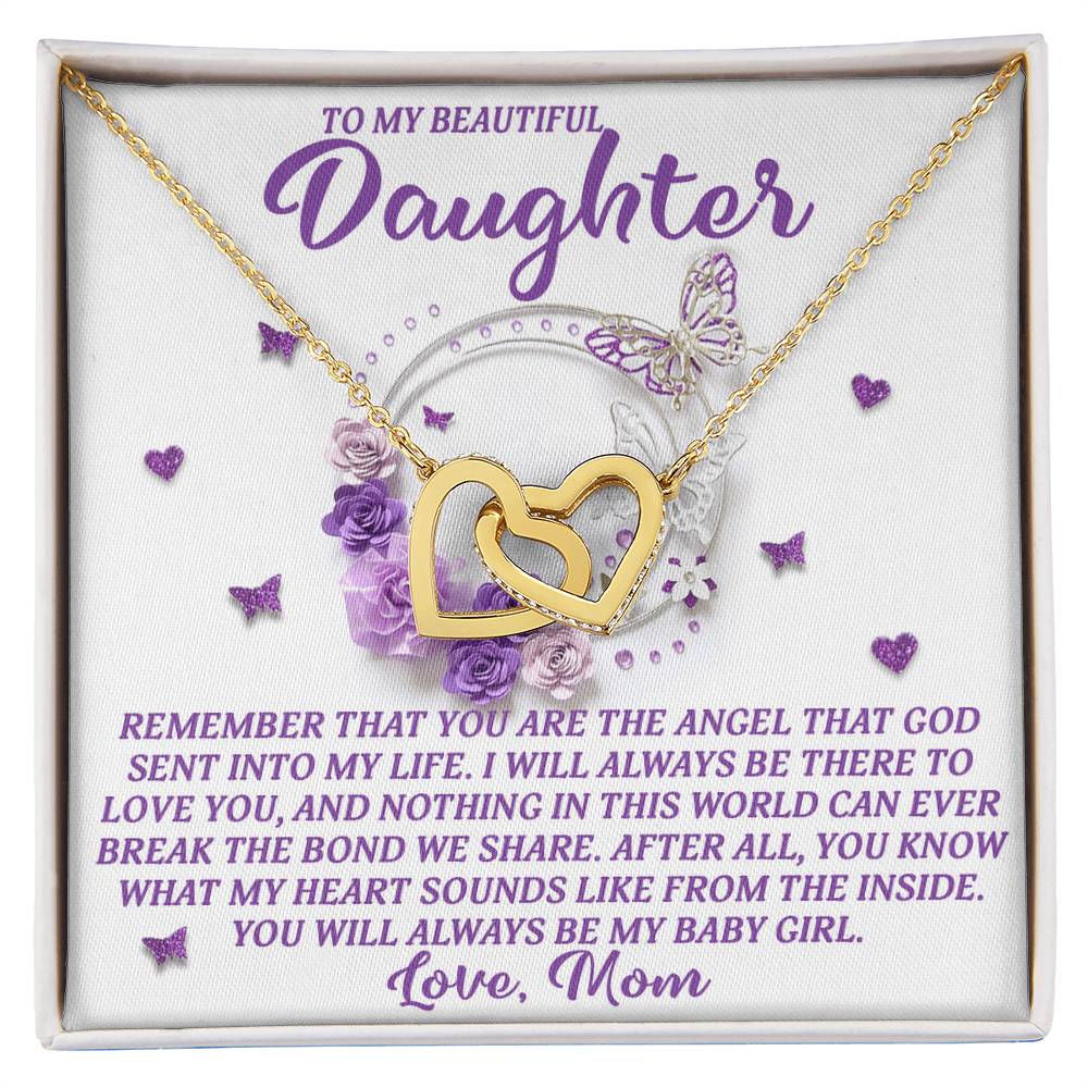 My Baby Girl Forever" Interlocking Hearts Necklace