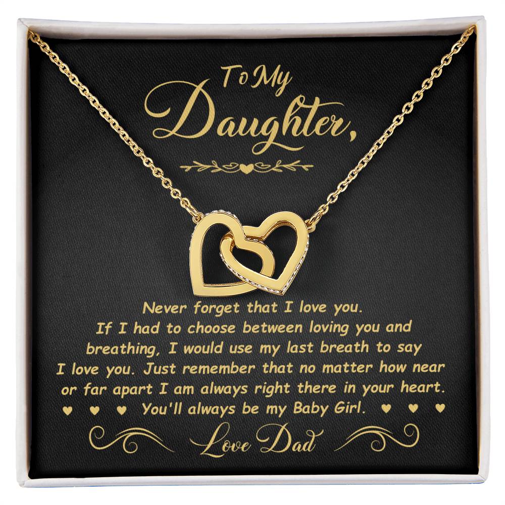 To My Daughter - Baby Girl - Interlocking Heart Necklace