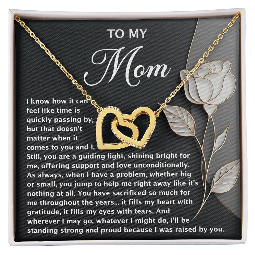 "Because I Was Raised by You" – Interlocking Hearts Necklace for Mom