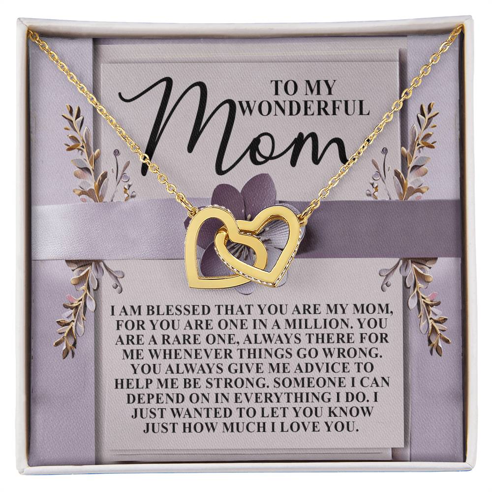 To My Wonderful Mom – One in a Million Interlocking Hearts Necklace