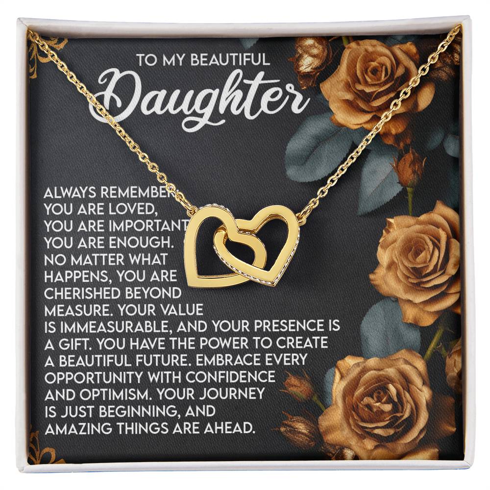 "Your Journey Is Just Beginning" – Interlocking Hearts Necklace for Daughter