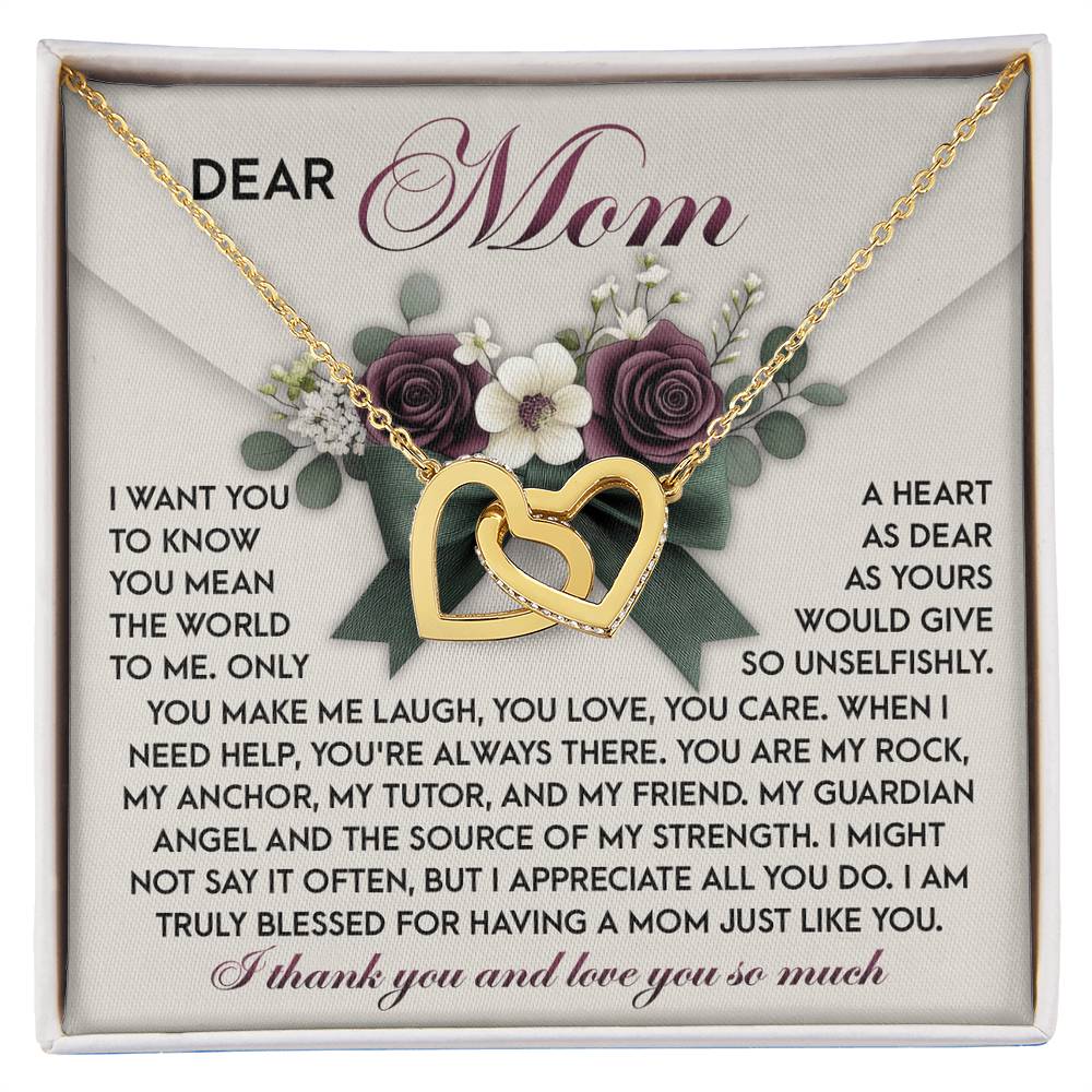 "Forever My Rock" – Interlocking Hearts Necklace for Mom