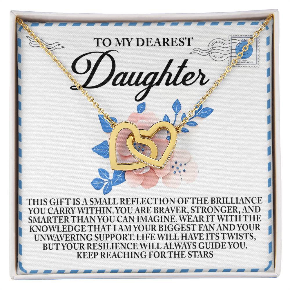 "Keep Reaching for the Stars" – Interlocking Hearts Necklace for Daughter
