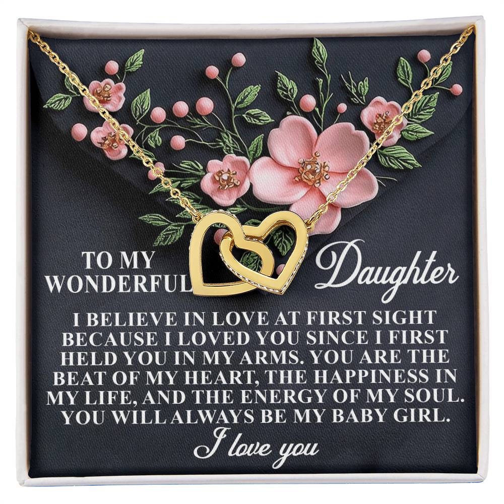 "The Beat of My Heart" – Interlocking Hearts Necklace for Daughter