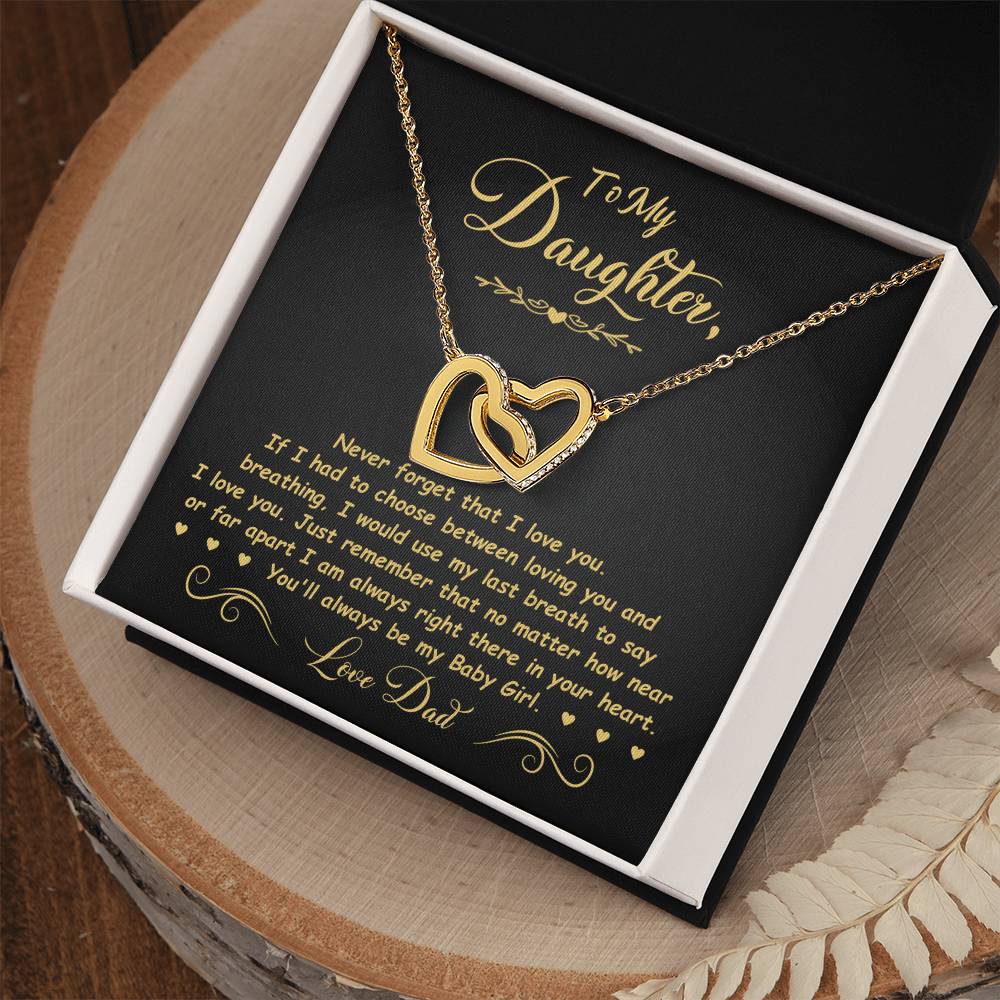 To My Daughter - Baby Girl - Interlocking Heart Necklace