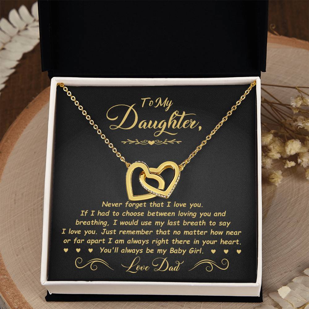 To My Daughter - Baby Girl - Interlocking Heart Necklace