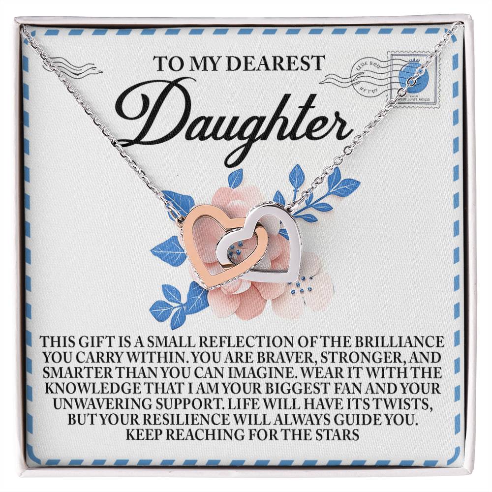 "Keep Reaching for the Stars" – Interlocking Hearts Necklace for Daughter