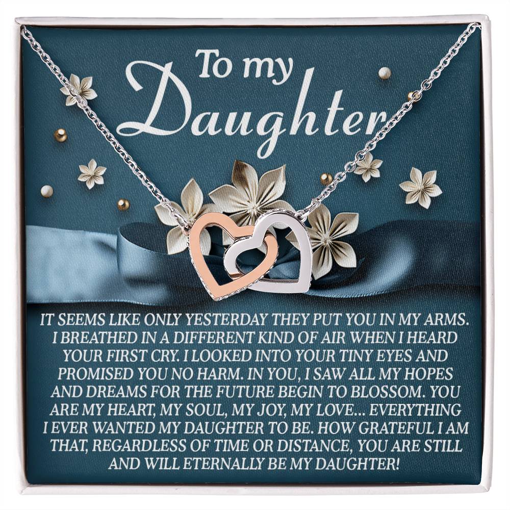 "Eternally My Daughter" – Interlocking Hearts Necklace