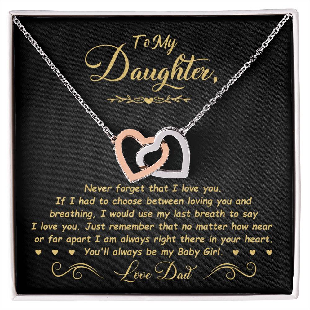 To My Daughter - Baby Girl - Interlocking Heart Necklace