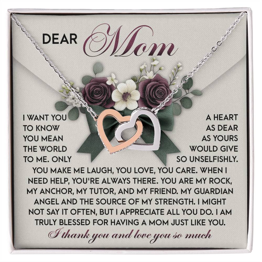 "Forever My Rock" – Interlocking Hearts Necklace for Mom