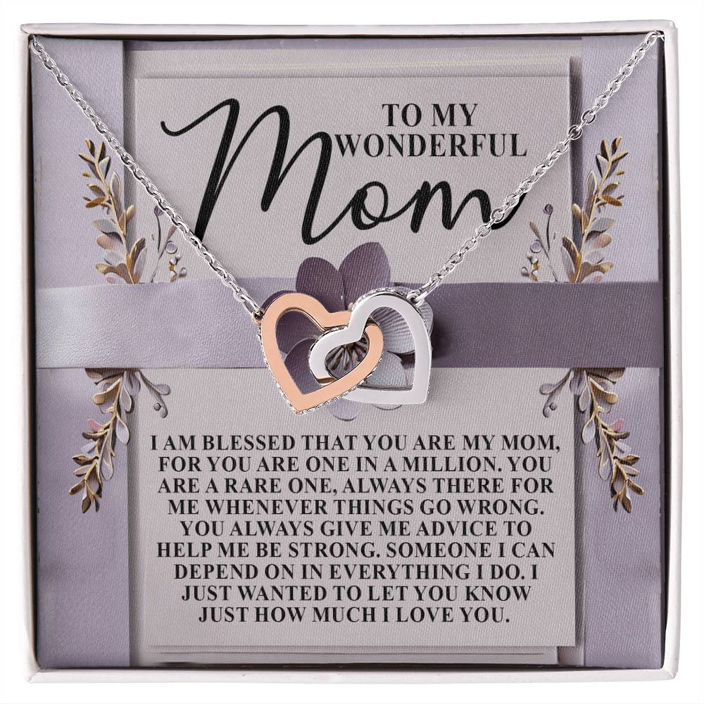 To My Wonderful Mom – One in a Million Interlocking Hearts Necklace