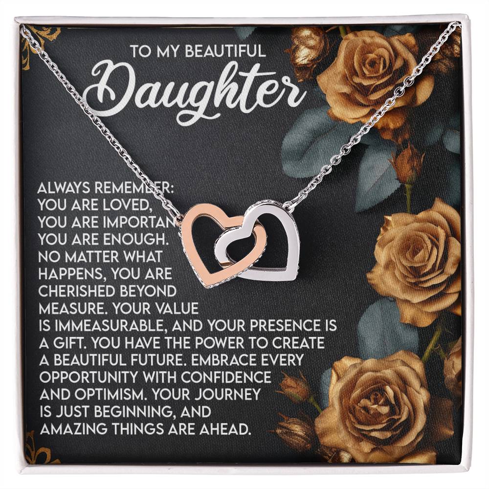 "Your Journey Is Just Beginning" – Interlocking Hearts Necklace for Daughter