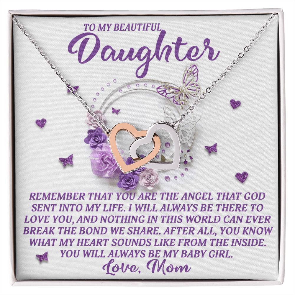 My Baby Girl Forever" Interlocking Hearts Necklace