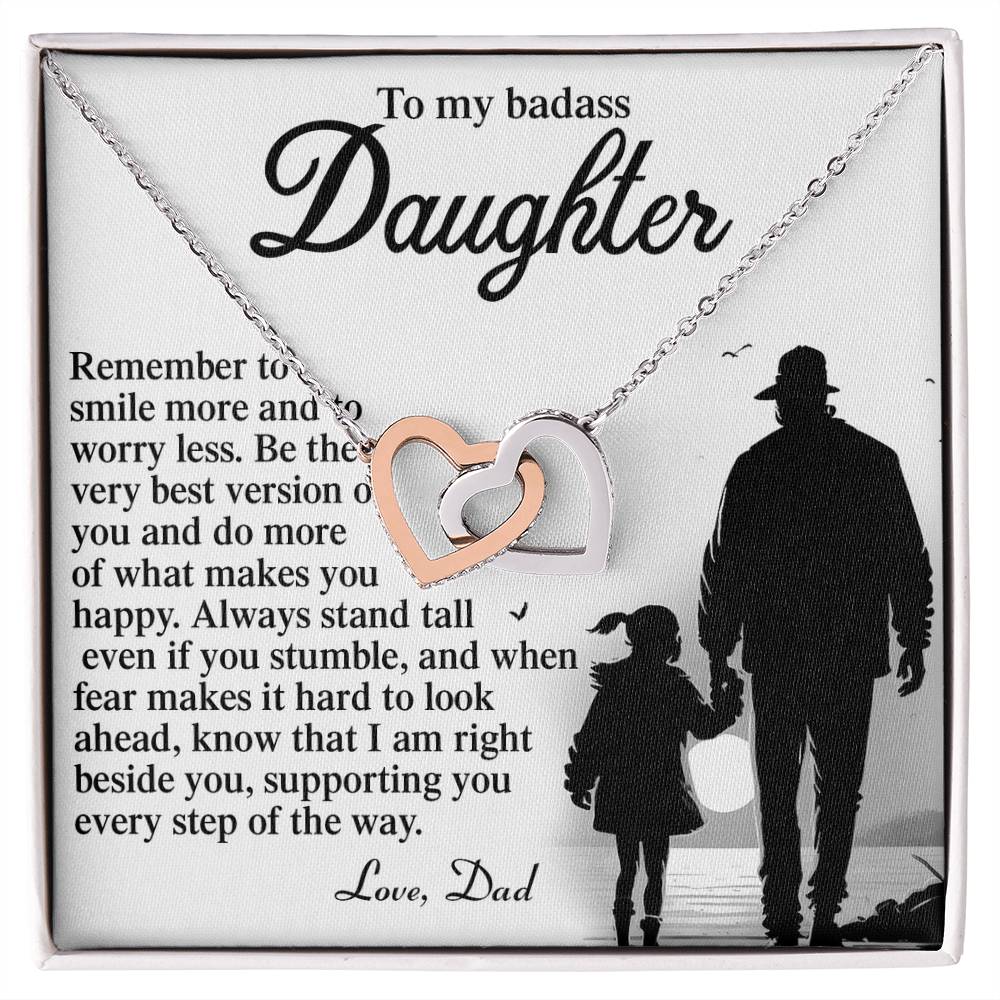 "To My Badass Daughter" Interlocking Hearts Necklace – From Dad