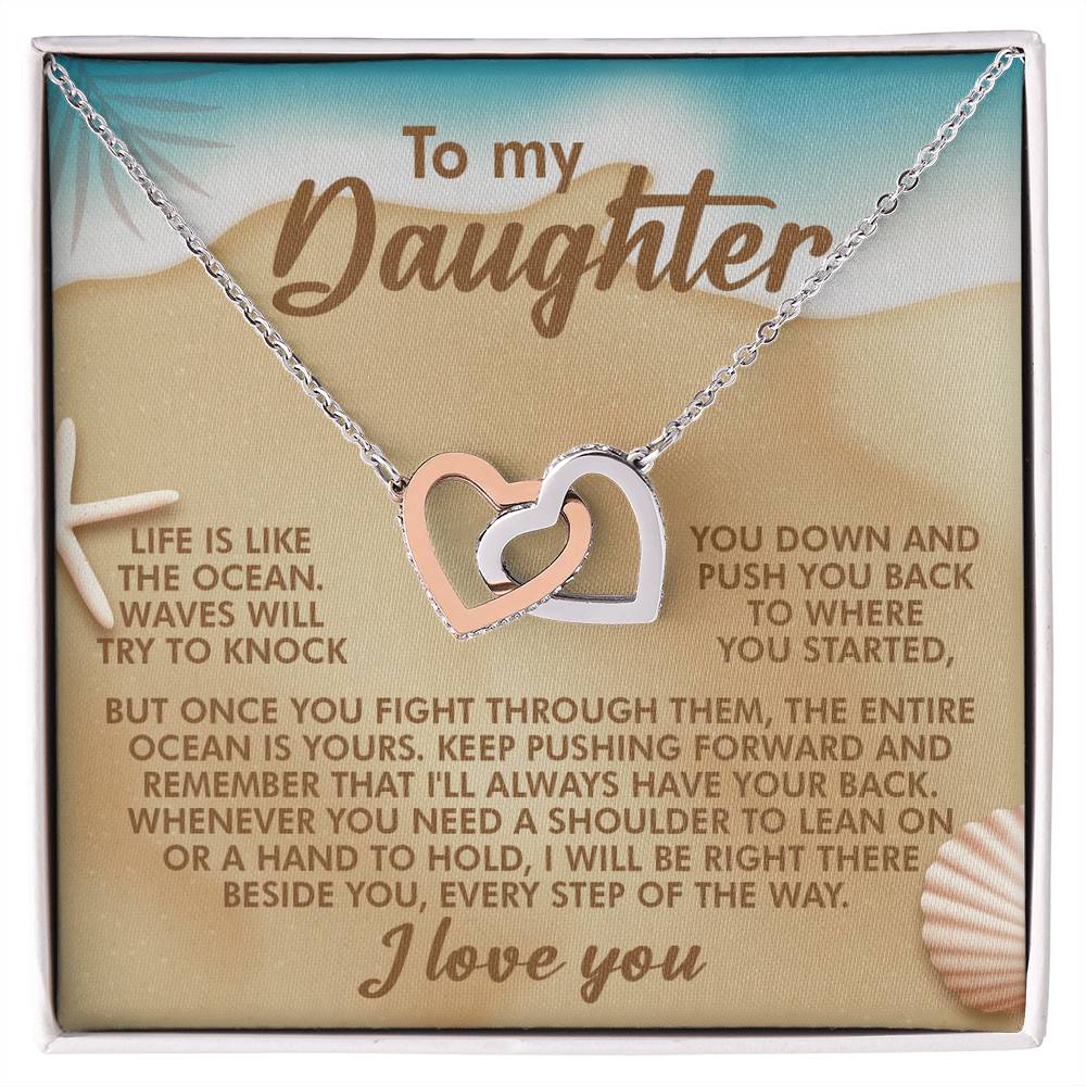 "Ride Every Wave" Interlocking Hearts Necklace