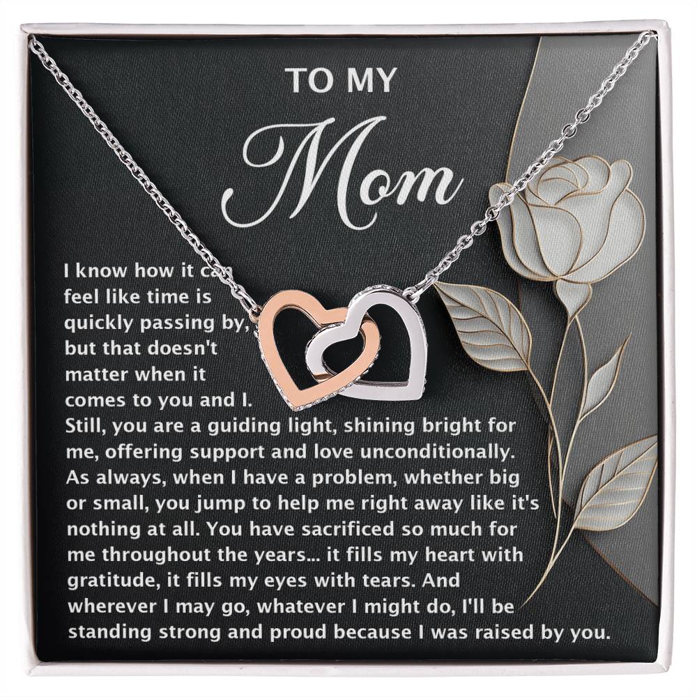 "Because I Was Raised by You" – Interlocking Hearts Necklace for Mom