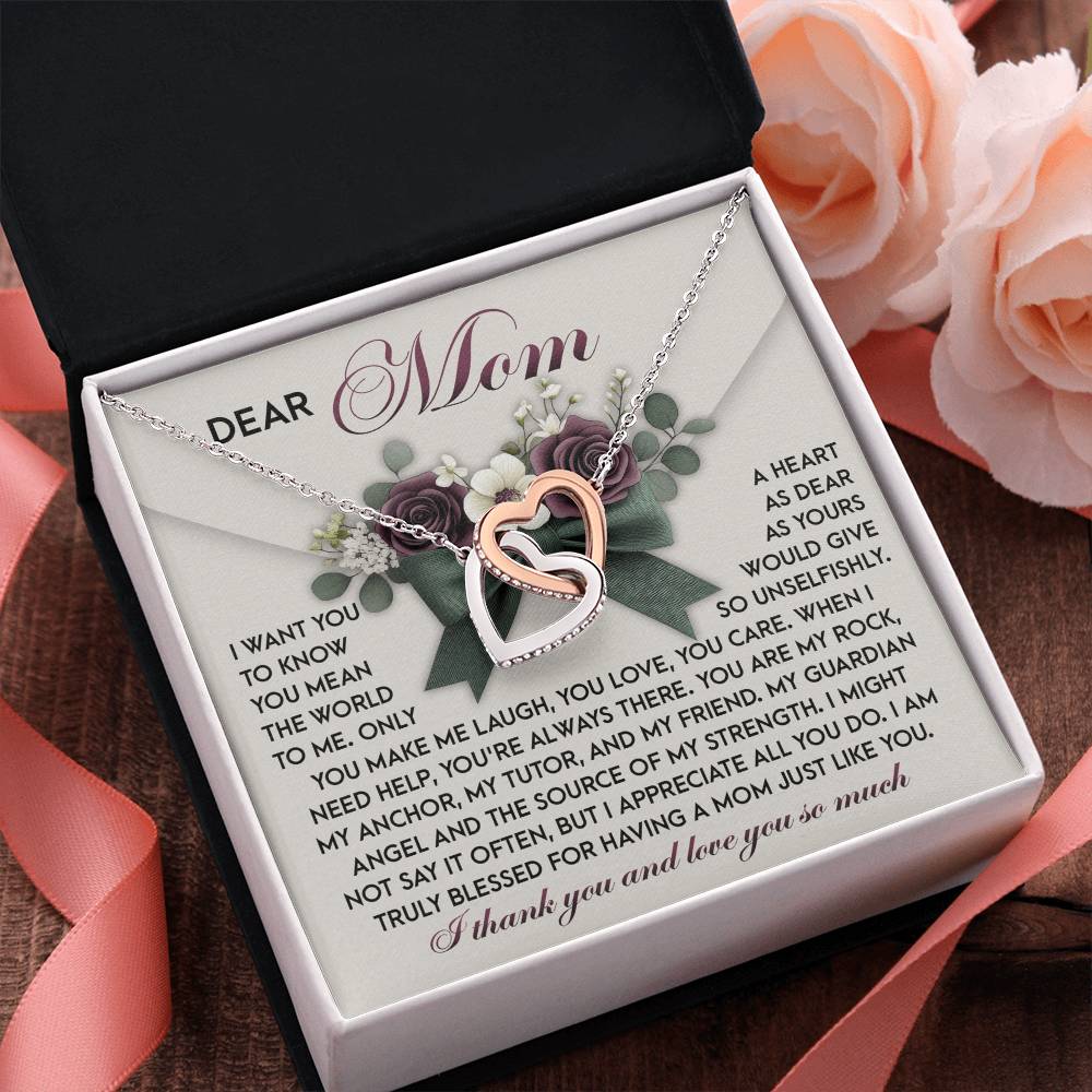 "Forever My Rock" – Interlocking Hearts Necklace for Mom