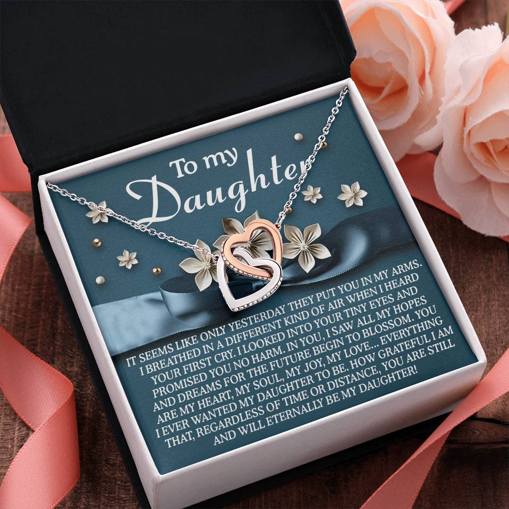 "Eternally My Daughter" – Interlocking Hearts Necklace
