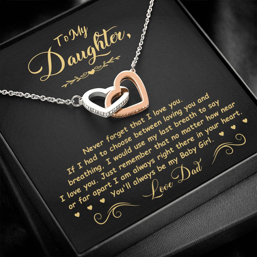 To My Daughter - Baby Girl - Interlocking Heart Necklace