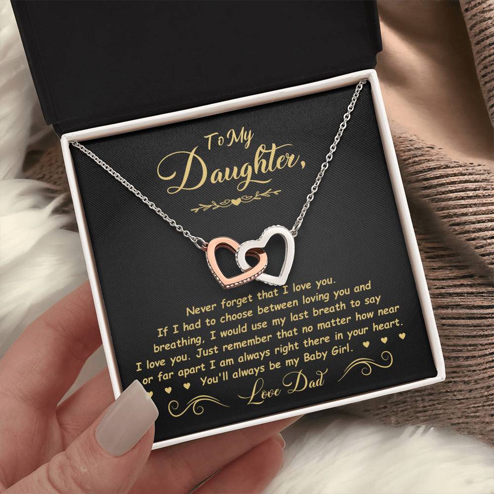 To My Daughter - Baby Girl - Interlocking Heart Necklace