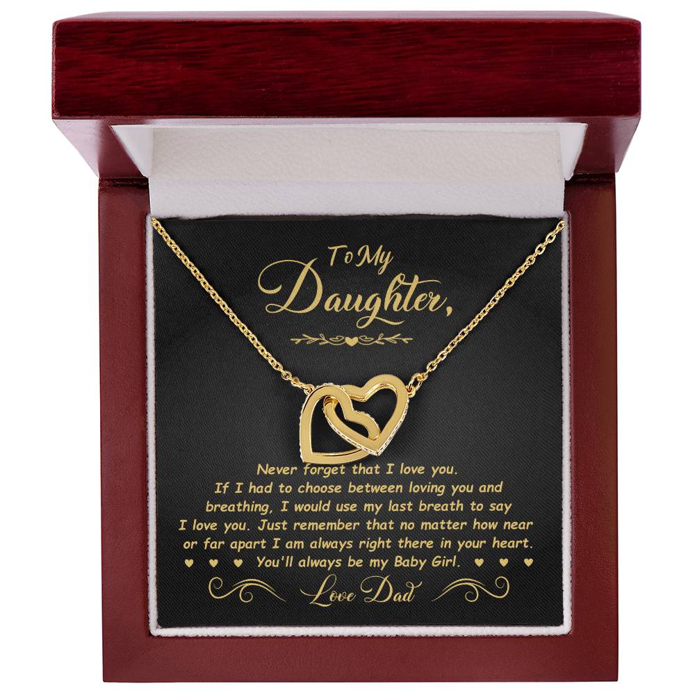 To My Daughter - Baby Girl - Interlocking Heart Necklace