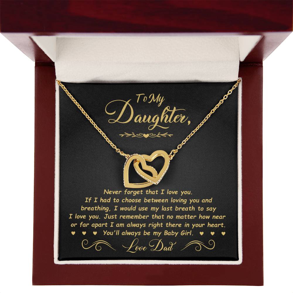 To My Daughter - Baby Girl - Interlocking Heart Necklace