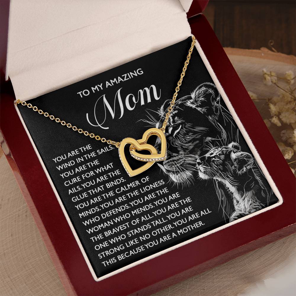 "Lionhearted Mom" – Interlocking Hearts Necklace