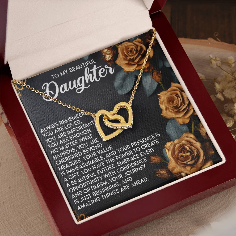 "Your Journey Is Just Beginning" – Interlocking Hearts Necklace for Daughter