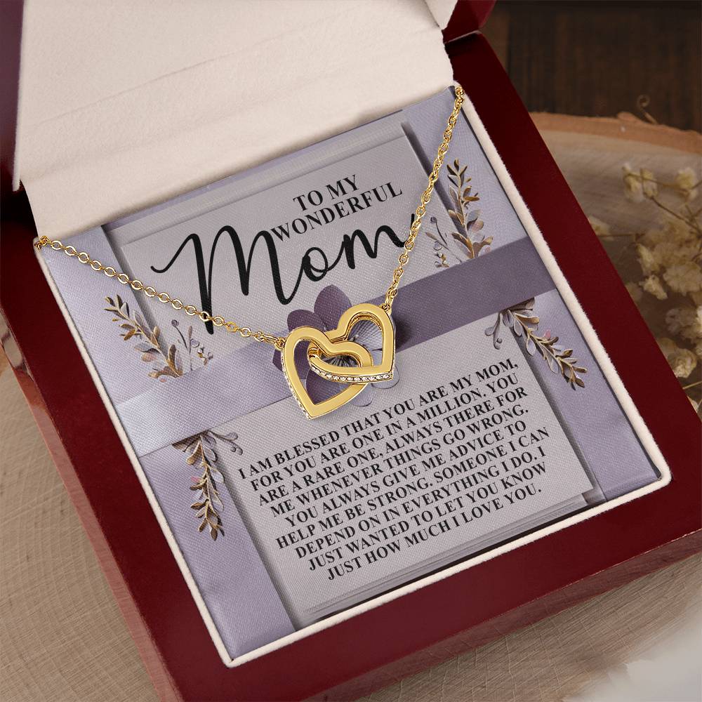 To My Wonderful Mom – One in a Million Interlocking Hearts Necklace