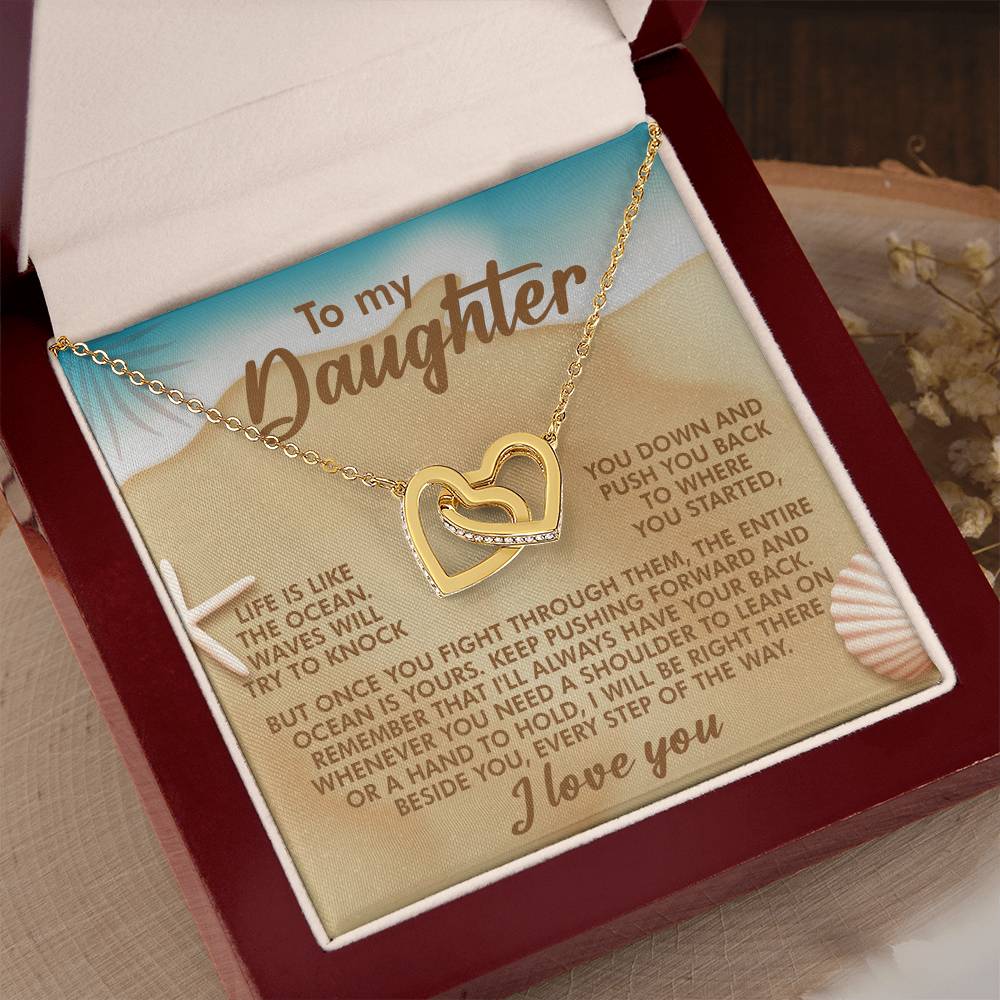 "Ride Every Wave" Interlocking Hearts Necklace
